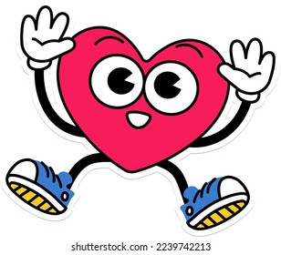 Heart Character pose slides down on the screen