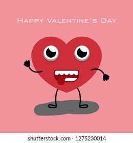 heart character with red color on pink background for valentine's day