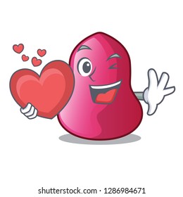 With heart character sponge in the makeuop table