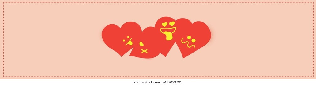 Heart character sticker cover design for love, valentines banner playful cover, flyer poster ,cartoon artwork for print art, social media post