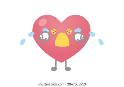 Heart character vector illustration (crying)