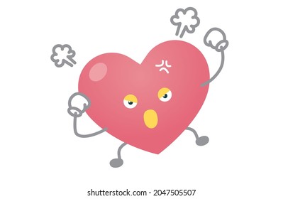 Heart character vector illustration (get angry)