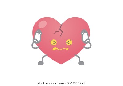 Heart character vector illustration (worry)