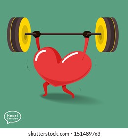 Heart charactor vector design fitness for smart heart with running,dumbbell,boxing