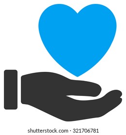 Heart Charity vector icon. Style is bicolor flat symbol, blue and gray colors, rounded angles, white background.