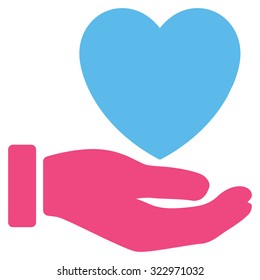 Heart Charity vector icon. Style is bicolor flat symbol, pink and blue colors, rounded angles, white background.