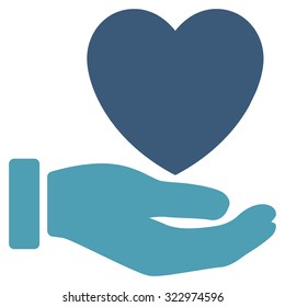 Heart Charity vector icon. Style is bicolor flat symbol, cyan and blue colors, rounded angles, white background.
