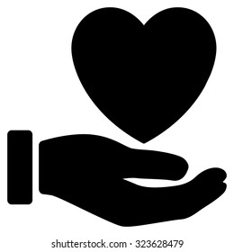 Heart Charity vector icon. Style is flat symbol, black color, rounded angles, white background.