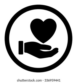 Heart Charity vector icon. Style is flat rounded symbol, black color, rounded angles, white background.
