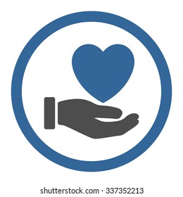 Heart Charity vector icon. Style is bicolor flat rounded symbol, cobalt and gray colors, rounded angles, white background.