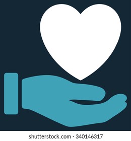 Heart Charity vector icon. Style is bicolor flat symbol, blue and white colors, rounded angles, dark blue background.