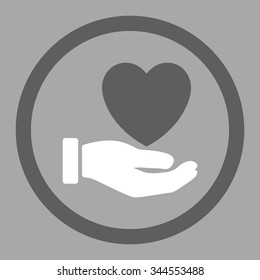 Heart Charity vector icon. Style is bicolor flat rounded symbol, dark gray and white colors, rounded angles, silver background.