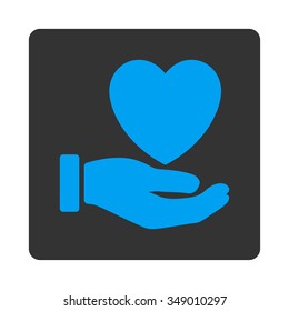 Heart Charity vector icon. Style is flat rounded square button, blue and gray colors, white background.