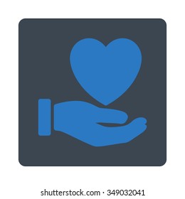 Heart Charity vector icon. Style is flat rounded square button, smooth blue colors, white background.