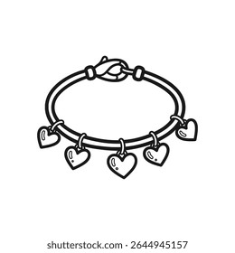Pulseira de encanto de coração como joias românticas e de amizade - Ilustração de vetor