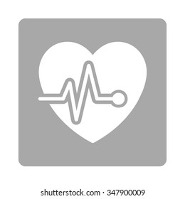 Heart Chart vector icon. Style is flat rounded square button, white and silver colors, white background.
