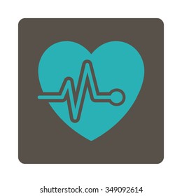Heart Chart vector icon. Style is flat rounded square button, cyan and grey colors, white background.