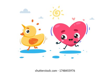 The Heart is chasing a duck with the horn