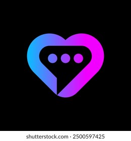 Heart chat bubble in modern gradient color logo