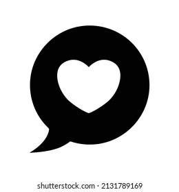 heart chat icon. chat, heart. glyph style. silhouette. Suitable for love icon. simple design editable. Design template vector