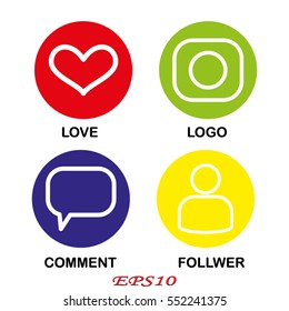 heart, chat, the user, the camera, set, icon, vector illustration eps10