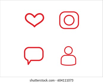 heart, chat, the user, the camera, set, icon, vector illustration eps10