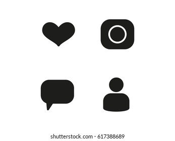 heart, chat, the user, the camera, set, icon, vector illustration eps10