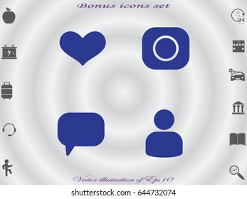 heart, chat, the user, the camera, set, icon, vector illustration eps10