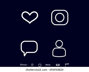 heart, chat, the user, the camera, set, icon, vector illustration eps10