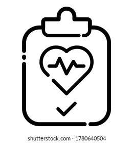 Icono De Comprobación Cardíaca Plano Aislado En Fondo Blanco