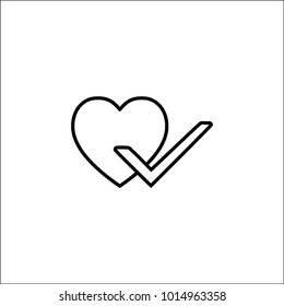 Heart with check icon in a flat design . Vector illustration eps10