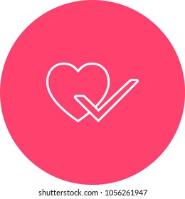 Heart with check icon in a flat design . Vector illustration eps10