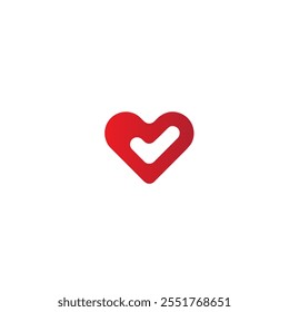 Diseño plano del Vector del icono del cheque del corazón