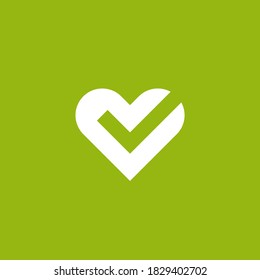 Heart Check Icon. Love With Tick Vector Symbol.
