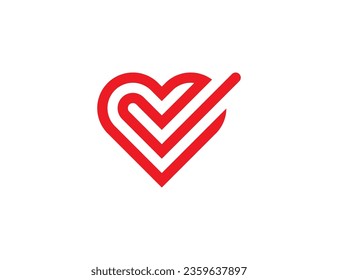 Heart Check Logo Concept icon symbol sign Design Element. Tick, Love, Medical, Health Care, Valentine's Day Logotype. Vector illustration template