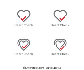 Heart Check Logo Concept sign icon Design. Heart with Tick or Checkmark symbol. Vector illustration Logo template.