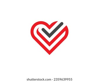 Heart Check Logo Concept sign symbol icon Design Element. Tick, Love, Medical, Health Care, Valentine's Day Logotype. Vector illustration template