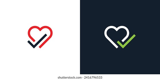 Heart Check Logo Design Template Vector