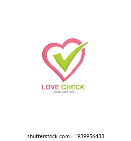 Plantilla de diseño de ilustración de icono de logotipo de comprobación de corazón