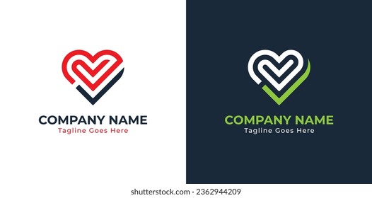 Heart Check Love Logo Concept icon sign symbol Design Element. Tick, Medical, Health Care, Valentine's Day Logotype. Vector illustration template