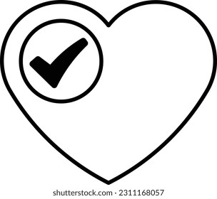 heart check check mark checkmark approval Outline
