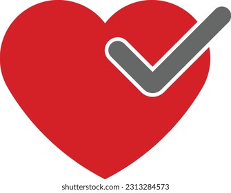 heart check check mark checkmark approve Flat