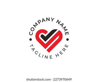 Heart Check Mark Logo Concept icon symbol sign Design Element. Tick, Love, Medical, Health Care, Valentine's Day Logotype. Vector illustration template