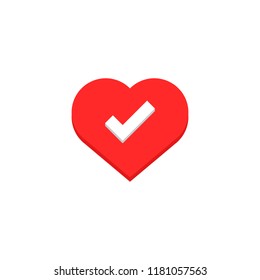 Heart with check mark. vector illustration