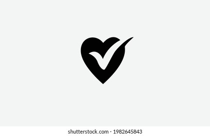 Heart Check Mark Vector Logo Design