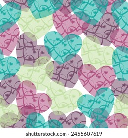 Heart check plaid pattern. Pastel colorful gingham background.  Repeating pattern Tile Swatch Included.