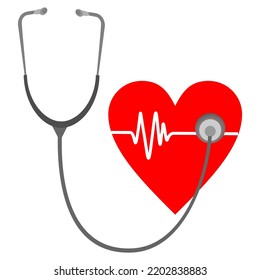 Heart check with stethoscope vector illustration beat pulse