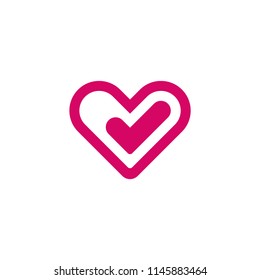 Heart Check Tick Symbol Vector