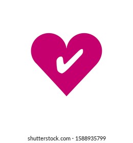 Heart Check Tick Symbol Vector. Stock Vector illustration isolated on white background.