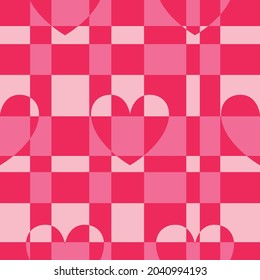 Heart Checkerboard Valentine Seamless Background Pattern Fashion Textile